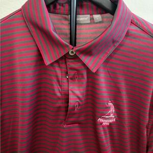 Pinehurst Men's Red and Gray Striped Polo Shirt